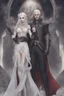 Placeholder: Vampire queen with white hair, with her king