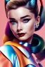 Placeholder: Audrey Hepburn as Harley Quinn Photorealistic dramatic hyperrealistic criyng clown paint ,Crystal black eyes, elegant, by WLOP,Artgerm,Greg Rutkowski, Beautiful dynamic,shadows,Artstation,concept design art,Octane render,8K