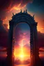 Placeholder: Fantasy gate opening to a sunset sky