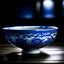 Placeholder: National Treasure, Jingdezhen Kiln Blue and White Glaze Carved Infant Play Pattern Bowl, Still Life Photography, Glaze Color, Light Transmission, Side Light Lighting, Close-up,