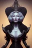 Placeholder: Mae West as evil queen in black leather, leather, busty, cleavage, angry, stern look. character design by cory loftis, fenghua zhong, ryohei hase, ismail inceoglu and ruan jia. unreal engine 5, artistic lighting, highly detailed, photorealistic, fantasy