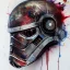 Placeholder: photorealistic star wars helmet with weathered painting , illustration on coarse canvas by <agnes cecile> and <Yoji Shinkawa>, ornate and intricate details , soft smooth lighting, concept art,