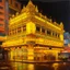 Placeholder: A yellow casino with flashing lights painted by Qiu Ying