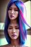 Placeholder: asian cool stylish, jennifer beals lookalike, with piercings,rainbow hair, androgynous look, epic colour treatment, cinematic colour treatment, meticulously intricate perfectly symmetrical extremely detailed, pixiv daily ranking, pixiv, extreme depth of field, artstation, spectacular details, volumetric lighting, masterpiece, cinematic, Hollywood production, 8k resolution, high definition, max octane render, vivid colors, max resolution, max perfectionism, realistic composition, professional pho