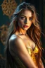 Placeholder: A hyper-realistic, detailed photo ,Body on gold gorgeous colourfull women full natural gold body ,and long hair ,blue eyes, bathed in cinematic light. , realistic elements, captured in infinite ultra-high-definition image quality and rendering, full size photo