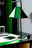 Placeholder: gaming table lamp inspired by knife, modern design, black and green color