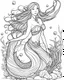 Placeholder: A real simple l mermaid, coloring image,