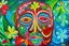 Placeholder: hawaii mask, neo-expressionism, acrylic paint