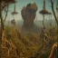 Placeholder: Hyperrealistic creepy landscape, figure, odd, polaroid, Audubon,Max Ernst, Walton Ford, 8k, 3d, 55mm photography, sharp focus, noon light, bright colours