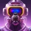 Placeholder: A beautiful portrait of a cyborg monkey purple neon color scheme, high key lighting, volumetric light high details psychedelic background