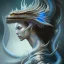 Placeholder: sango fantasy, fantasy magic, intricate, sharp focus, illustration, highly detailed, digital painting, concept art, matte, artgerm and paul lewin and kehinde wiley, masterpiece silver dragon head Asian Afo woman blue waves