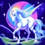 Placeholder: 90's TCG art retro fantasy art of Space unicorn