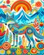 Placeholder: A Birds and Flowers, Kids can have fun the different patterns and designs on the body. Design with a Wolf standing in a grassy meadow with mountains. in the background." with bright and happy colors. and whimsical decorations. in vibrant hues