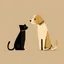 Placeholder: naive art of a cat and a dog, minimalistic.