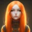 Placeholder: Female teen, round face, young, sweet looking, earth witch, orange hair, tan skin, orange colored eyes, orange witch hat