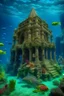 Placeholder: An underwater castle filled with fish and Hawaiian tikis