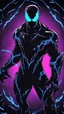 Placeholder: Mix between venom symbiote and Reaper in solo leveling shadow style with neon glowing blue