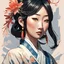 Placeholder: asian woman, ilustration, in the style of anime aesthetic, hand-painted details --ar 73:128 --stylize 750