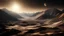 Placeholder: Mountainous landscape on Venus, dramatic sunlight, chiaroscuro, beautiful composition