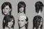 Placeholder: Female stylized character sheet for 3d modeling full normal anatomy correct proportion Full front view side view and back anatomy .art station 8k fair skin A short, brunette woman with cheeks, disheveled black hair, and a shaved lower lip