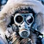 Placeholder: close up documentary photography, Yeti In a Respirator, Extreme depth of field, bokeh blur, winter, blizzard, Alberta, all-natural, in the style of candid, imperfection, natural lighting, light-focused, amateur shot, shot on Agfa, taken with Hasselblad --ar 4:5 --w 150 --style raw