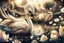 Placeholder: beautiful swan and cute chibi princess in a flowergarden with beautiful flowers, pond, in sunshine, H.R. Giger, anime, steampunk, surreal, watercolor and black in outlines, golden glitter, ethereal, cinematic postprocessing, bokeh, dof