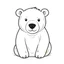 Placeholder: A black and white cute polar bear. Only outline, white background,for kids