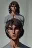 Placeholder: Appearance: Ari has a mixed-race skin tone with a light brown complexion. He has dark hair in a page boy haircut, and his hair length could be somewhere in-between long and short. His face is thin with high cheekbones and dark eyes that are often full of emotion. He stands at around 5 feet 7 inches tall, with a lean build that suggests he doesn't engage in a lot of physical activity. He is of average attractiveness with a boyish face.