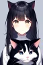 Placeholder: 2d portrait of a cat footprint, Black hair