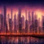 Placeholder: City skyline at dusk with reflections on foreground sci di girl cute hd