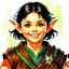 Placeholder: dnd, fantasy, watercolour, portrait, illustration, halfling, laborous, opportunistic, hearthy, sly, authoritative, smiling, wide face