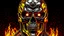 Placeholder: 4K, ultra detail, ombres et reflets maximum, full realism portrait terminator iron maiden logo full face flames4K, ultra detail, full realism logo portrait terminator studio de radio logo full face firestarter in the background