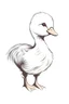 Placeholder: simple outlines art, bold outlines, clean and clear outlines, no tones color, no color, no detailed art, art full view, full body, wide angle, white background, a smiling cute Gosling