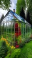 Placeholder: House in glass garden colored with milk, out of this world environment, Busch painting style