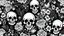Placeholder: tracery of flowers and skulls, black and white, Maximum minimalism