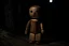 Placeholder: wooden doll at night