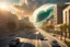Placeholder: Drone Shot of a huge Tidal Wave seen from a downtown street on a Sunny Day as it hits buildings in the middle distance":"HDRI, ultra realistic, concept art, elegant, highly detailed, intricate, sharp focus, depth of field, f/22, 200mm, medium shot, ((bright diffused Sunset light)), Kodak Ektar