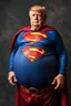 Placeholder: a thoroughly confused, frail, elderly and obese donald trump standing dressed as superman