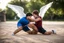 Placeholder: Jacob wrestling with angel. Create a highly photorealistic image captured with a professional full-frame DSLR or mirrorless camera, using a prime lens with a wide aperture in natural lighting conditions. The lens is 50mm. The aperture is f/1.4.