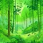Placeholder: A green forest with insects designed in Chinese paper art painted by Alfred Sisley