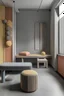 Placeholder: Textile furnishings design with muted colors and simple decorations inspired by the brutalist school
