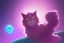 Placeholder: pink and purple cat in space, fluffy, solar system, planets, psychedelic