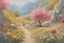 Placeholder: sunny day, mountains, flowers, tourism influence, rocks, spring, k-pop videoclips influence, fantasy, korean landscapes influence, anna boch, and otto pippel impressionism paintings