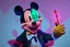 Placeholder: Mickey Mouse getting high with a hallucinating syringe of drugs.