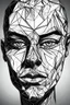 Placeholder: Black and white triangulated sketched face