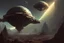 Placeholder: mothership absorbing a planet, by a scifi artist
