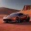 Placeholder: 3d rendering. futuristic car. Buried in desert sand. Lost in Time