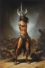 Placeholder: an extremely graphic depiction of a beheading, oil painting by Boris Vallejo