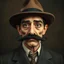 Placeholder: Fernando Pessoa realista freak com chapeu e bigode