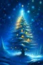 Placeholder: Kerstboom met veel lichtjes star rain, space galaxy Nebula background,blue to light blue gradient spacegalaxy bokeh elegant dof oil on canvas cinematic lighting very attractive dynamic lighting crisp quality Karol Bak wet brush effect by Daniel Gerhartz